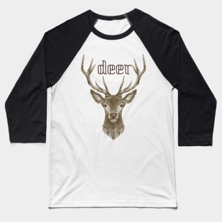 Deer Drawing Style Baseball T-Shirt